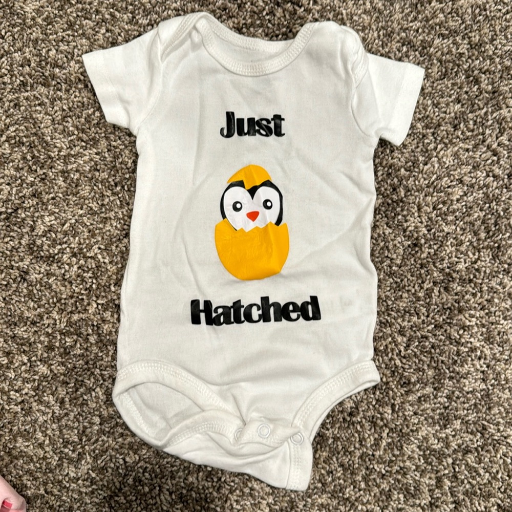 3 month “Just Hatched” onesie for baby for Easter